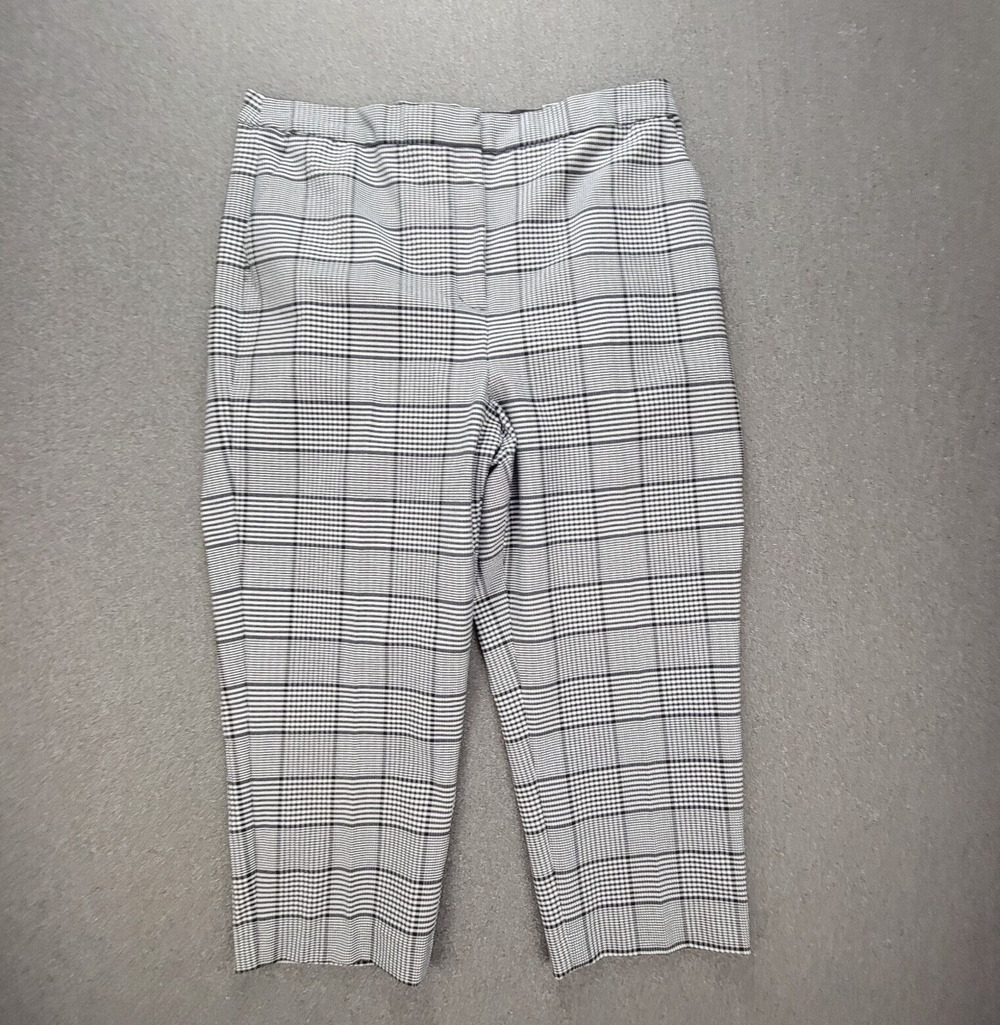 Express Size 16S Black White Glen Check Super High Rise Straight Editor Pants